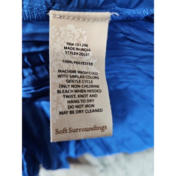 Soft Surroundings Women's XL Blue Tie Duster crinkle pleats with bag lightweight - Picture 6 of 11